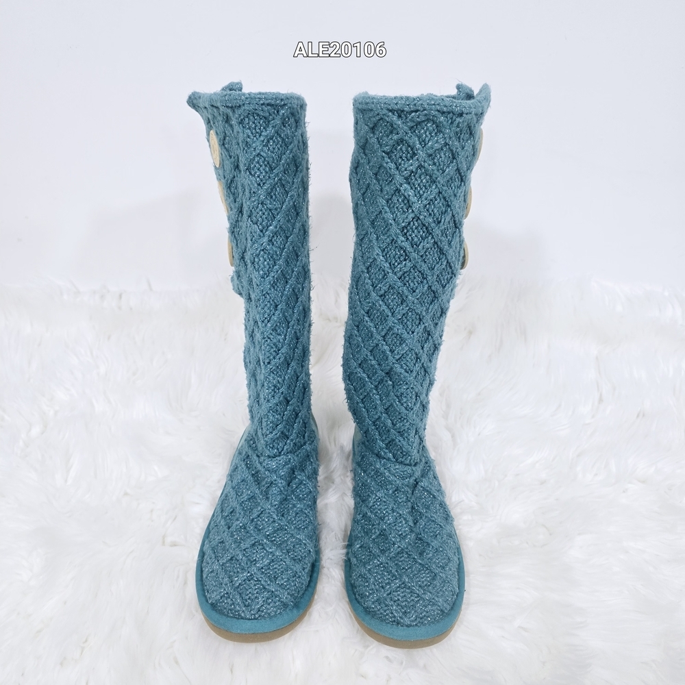 UGG style knit boots Classic Cardy model Turquoise Color Sz.7 - Picture 7 of 17